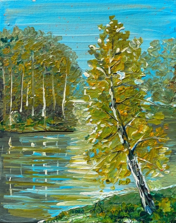 Birch in gold by artist Anastasia Shimanskaya